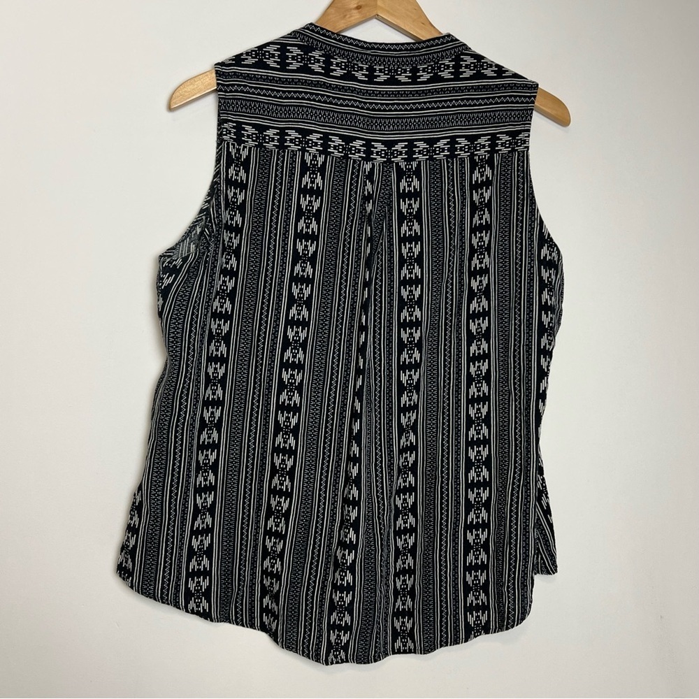Boho Tribal Print Sleeveless Top - Weatherproof Vintage - Linen Blend - Large - Picture 2 of 6